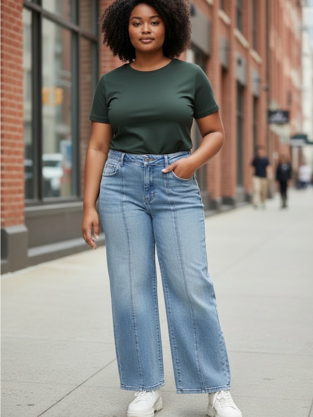 High-Rise Wide Leg Jeans in Light Blue Denim
